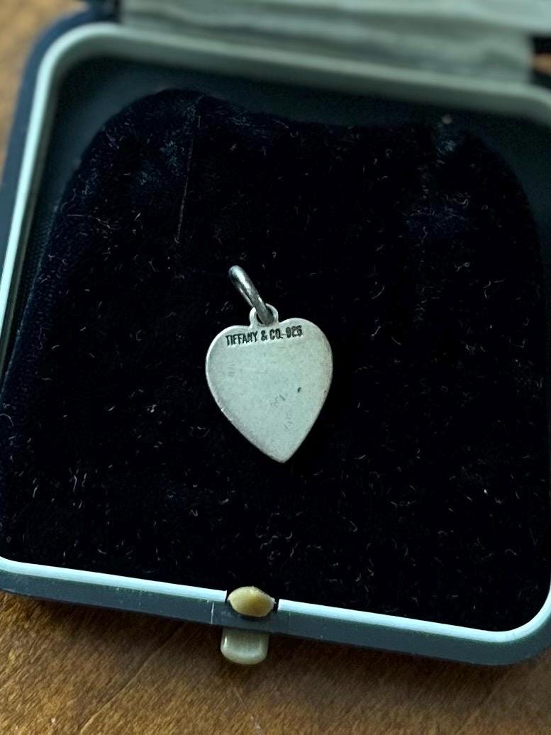 Vintage Signed TIFFANY & CO. Sterling Silver Heart Tag Charm or Pendant