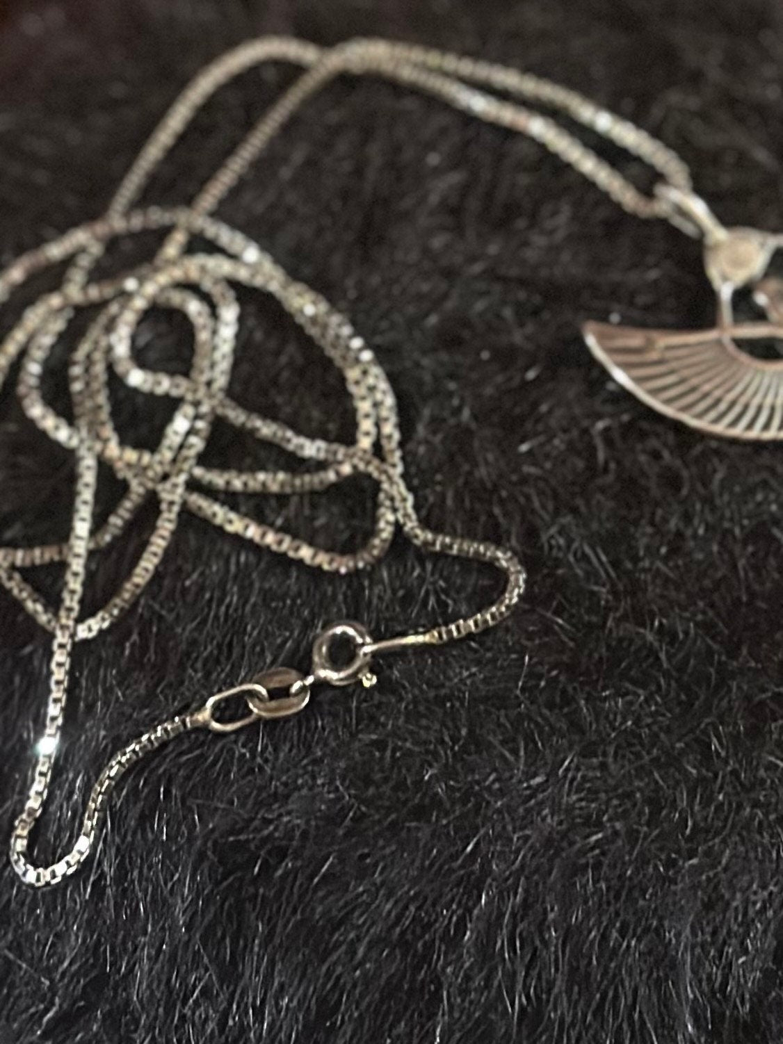 Vintage Sterling Silver Egyptian Revival Isis Goddess Pendant Necklace