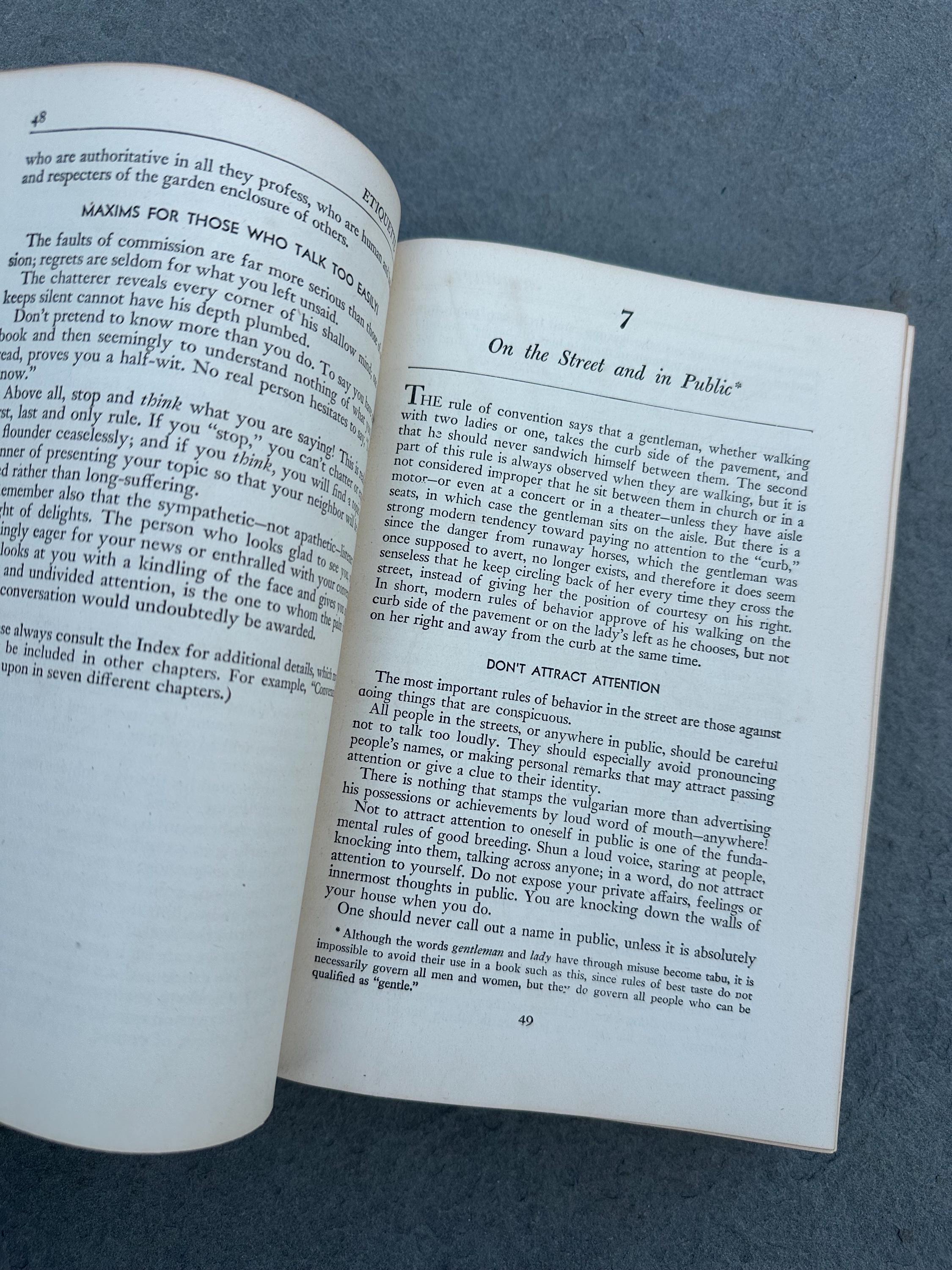 Vintage 1947 Emily Post Etiquette The Blue Book of Social Usage 17th Printing Copyright Edition Illustrated Hardcover Book