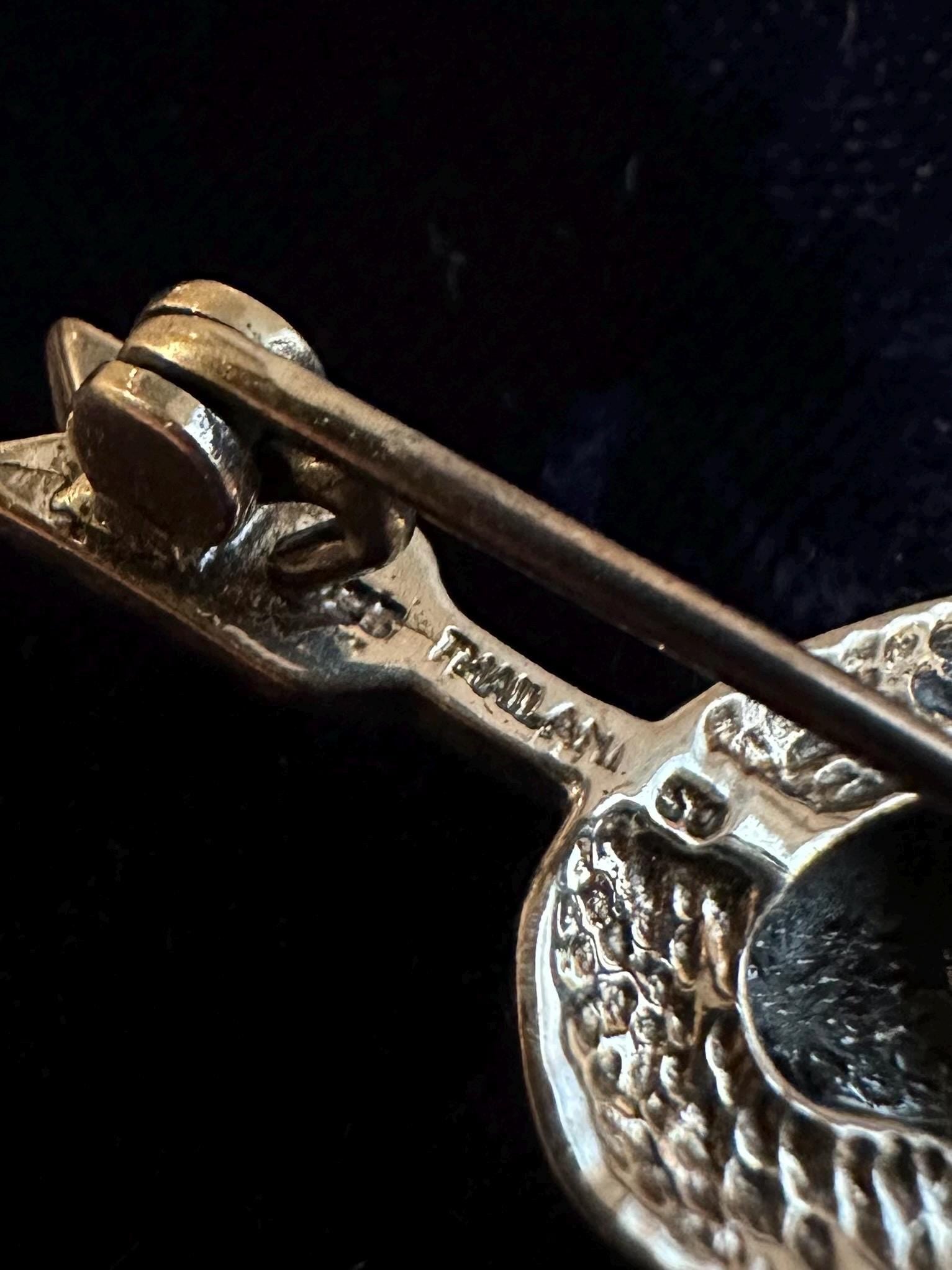Vintage 925 Sterling Silver & Marcasite Hearts and Arrow Brooch Pin