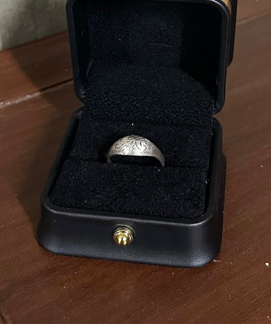 Vintage 925 Sterling Silver Hand Engraved Domed Ring US 6 1/2 Dainty