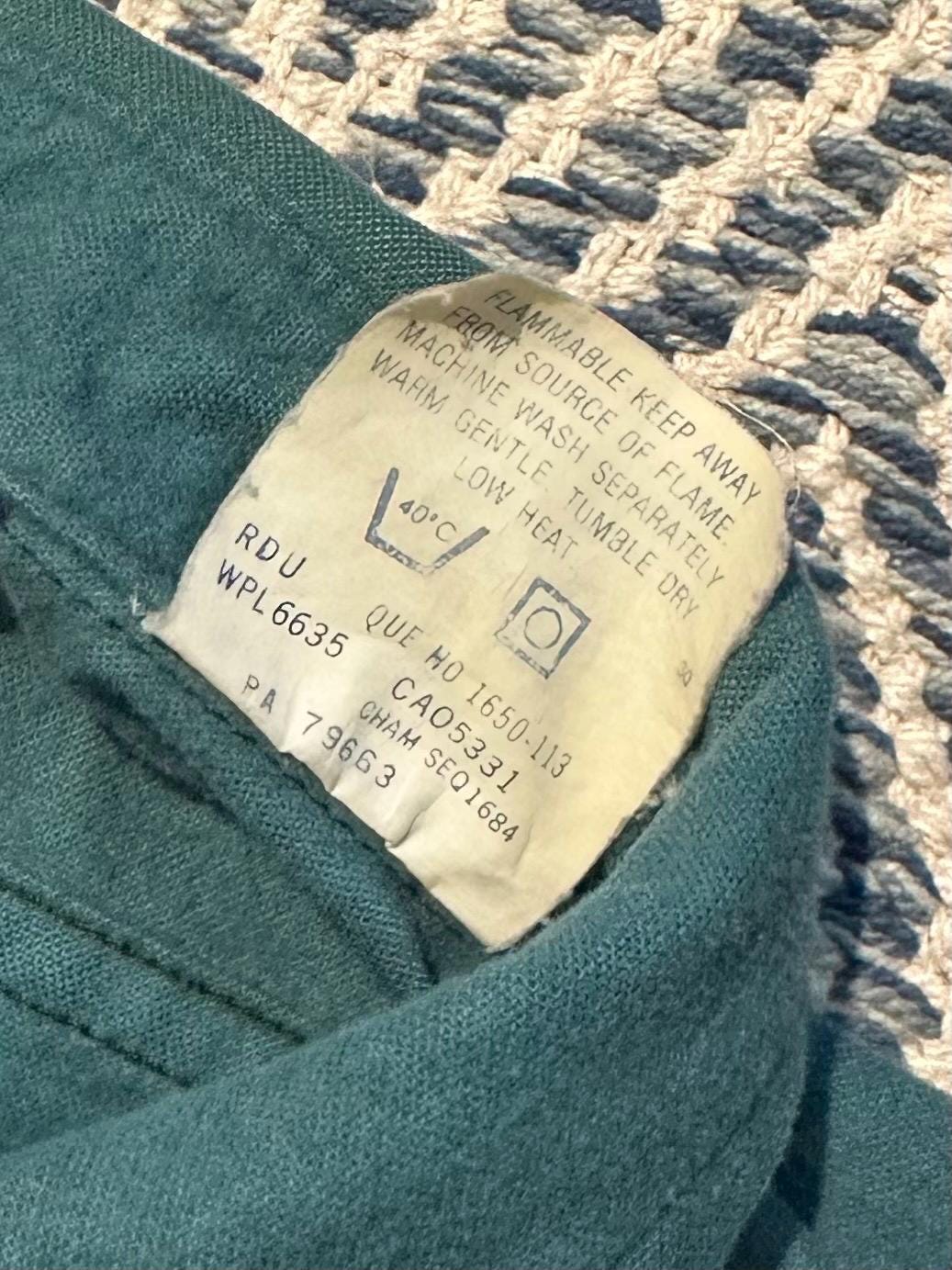 Vintage Circa 1980s WOOLRICH Teal Cotton Flannel Button Long Sleeve Shirt XL Made in USA