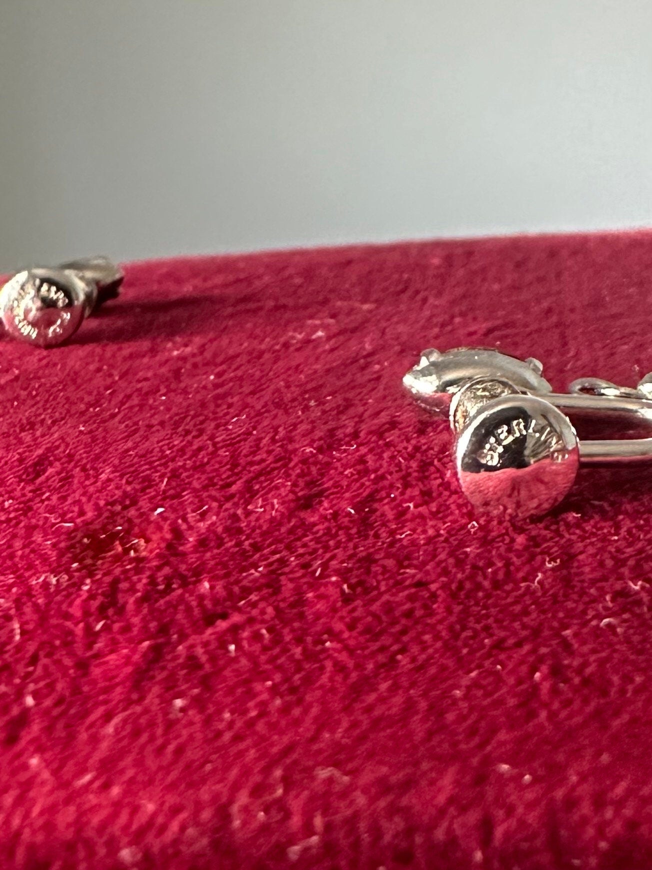 Vintage 1950s Signed ESPO FLEX Sterling Silver Filigree & Marquise Rhinestone Screw-back Earrings