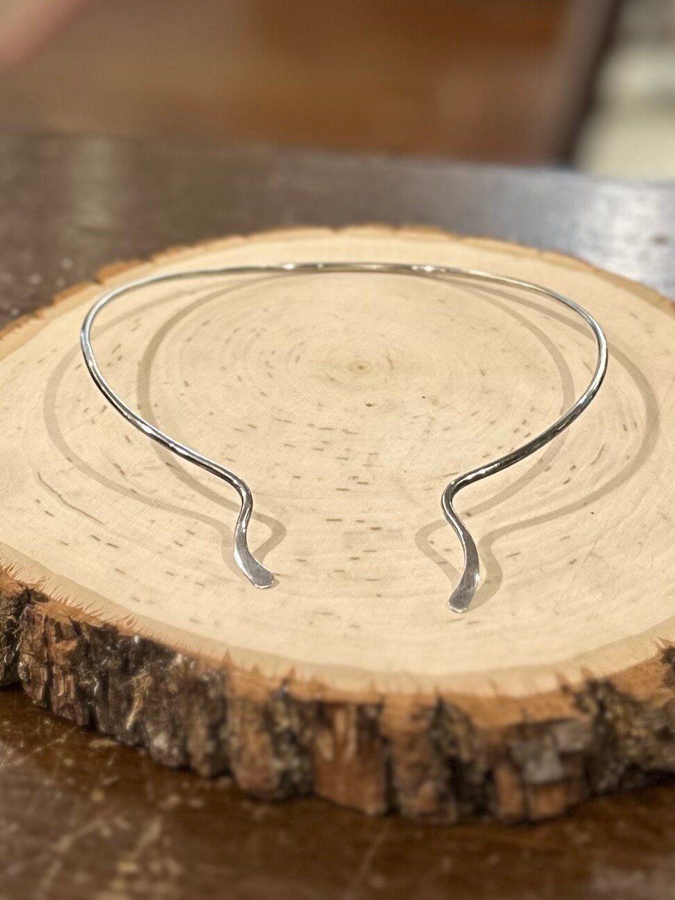 Vintage Modernist Mexico 925 Sterling Silver Adjustable Collar Necklace