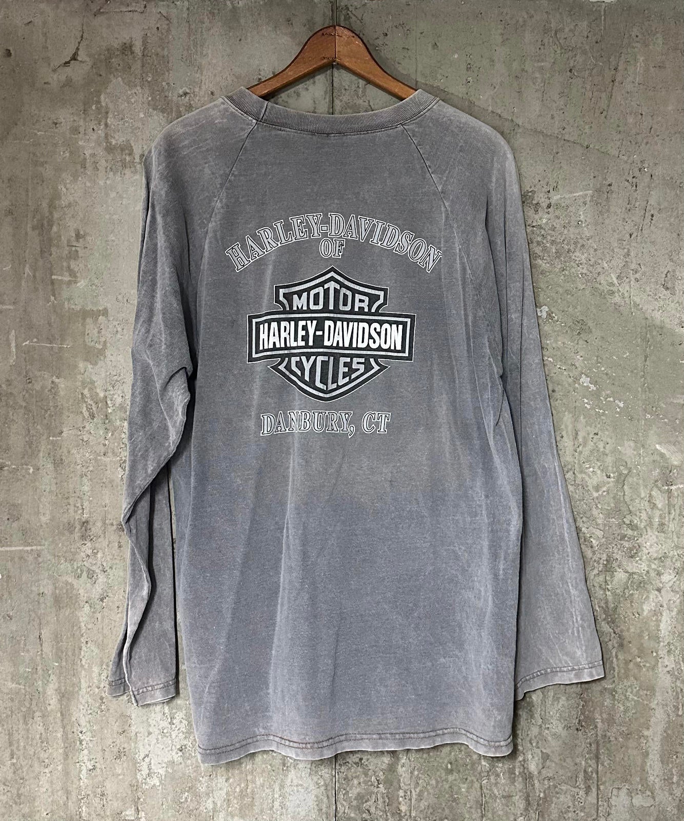 Y2K 2000 Harley Davidson Danbury CT Long Sleeve Faded Thrashed Shirt
