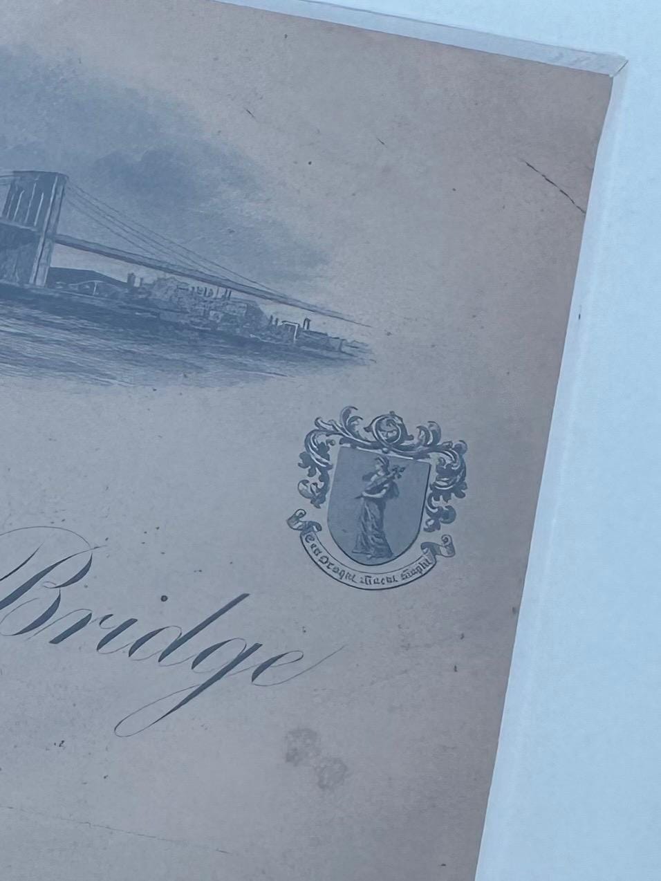 Framed Antique 1883 Original Tiffany & Co. Invitation Opening Ceremonies New York Brooklyn Bridge May 24 1883 Signed 16x12”