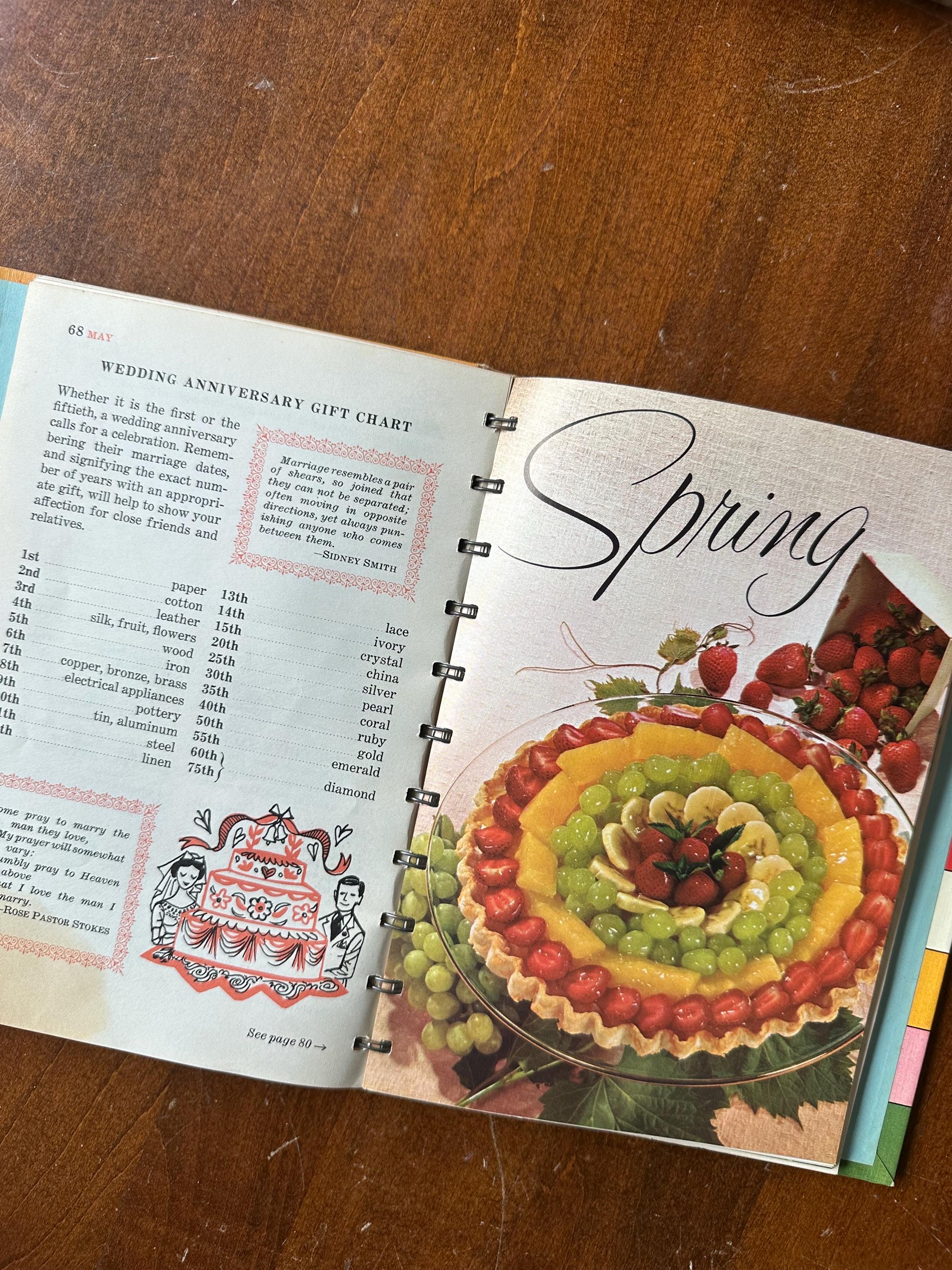 Vintage 1962 Betty Crocker’s Cooking Calendar: A Year Round Guide to Meal Planning with Recipes and Menus Hardcover Illustrated Book