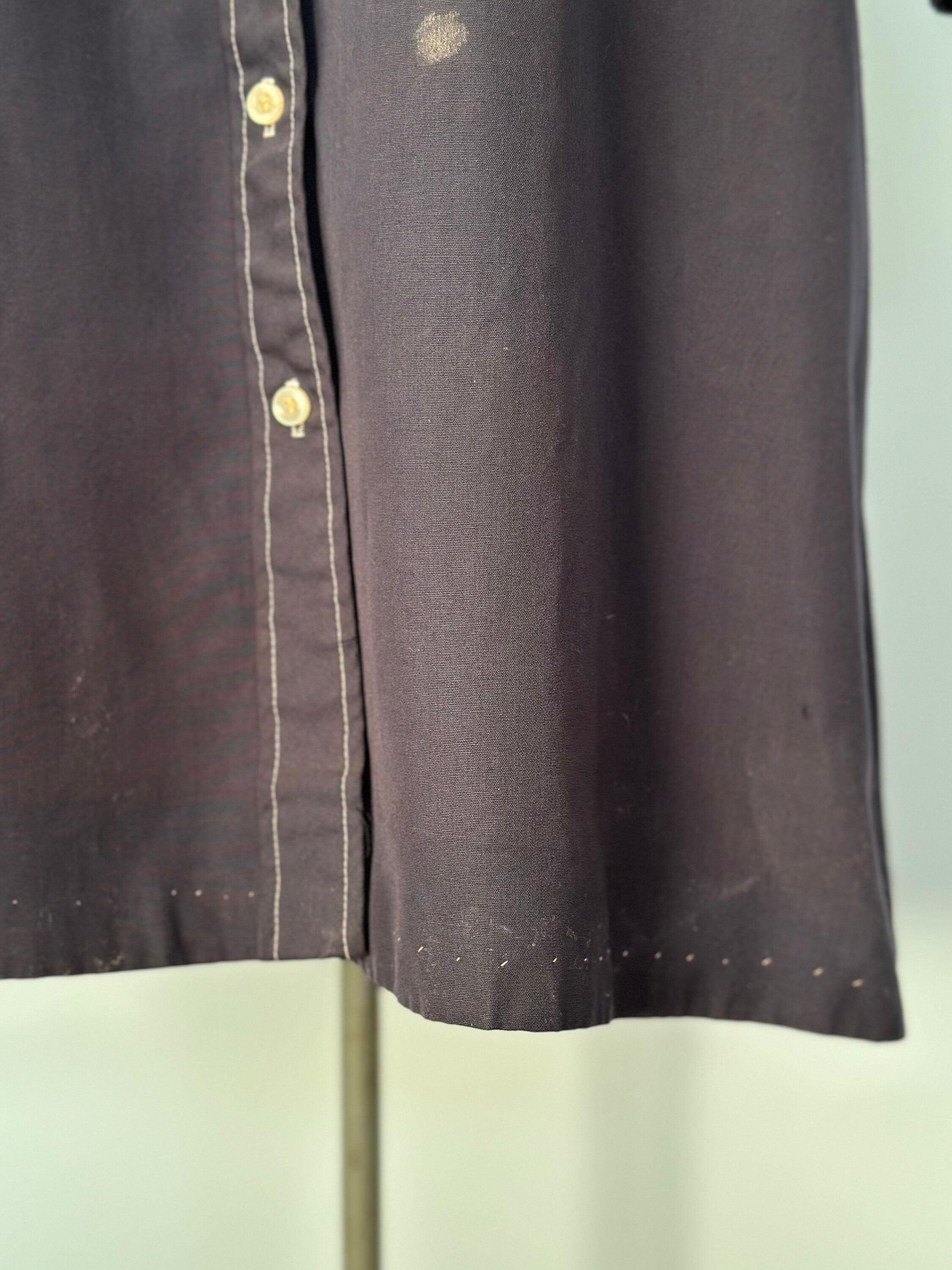 Vintage 1970s Cobbies by Cos Cob Navy Blue Collar Button-Up Women's Long Sleeve Shirt Dress