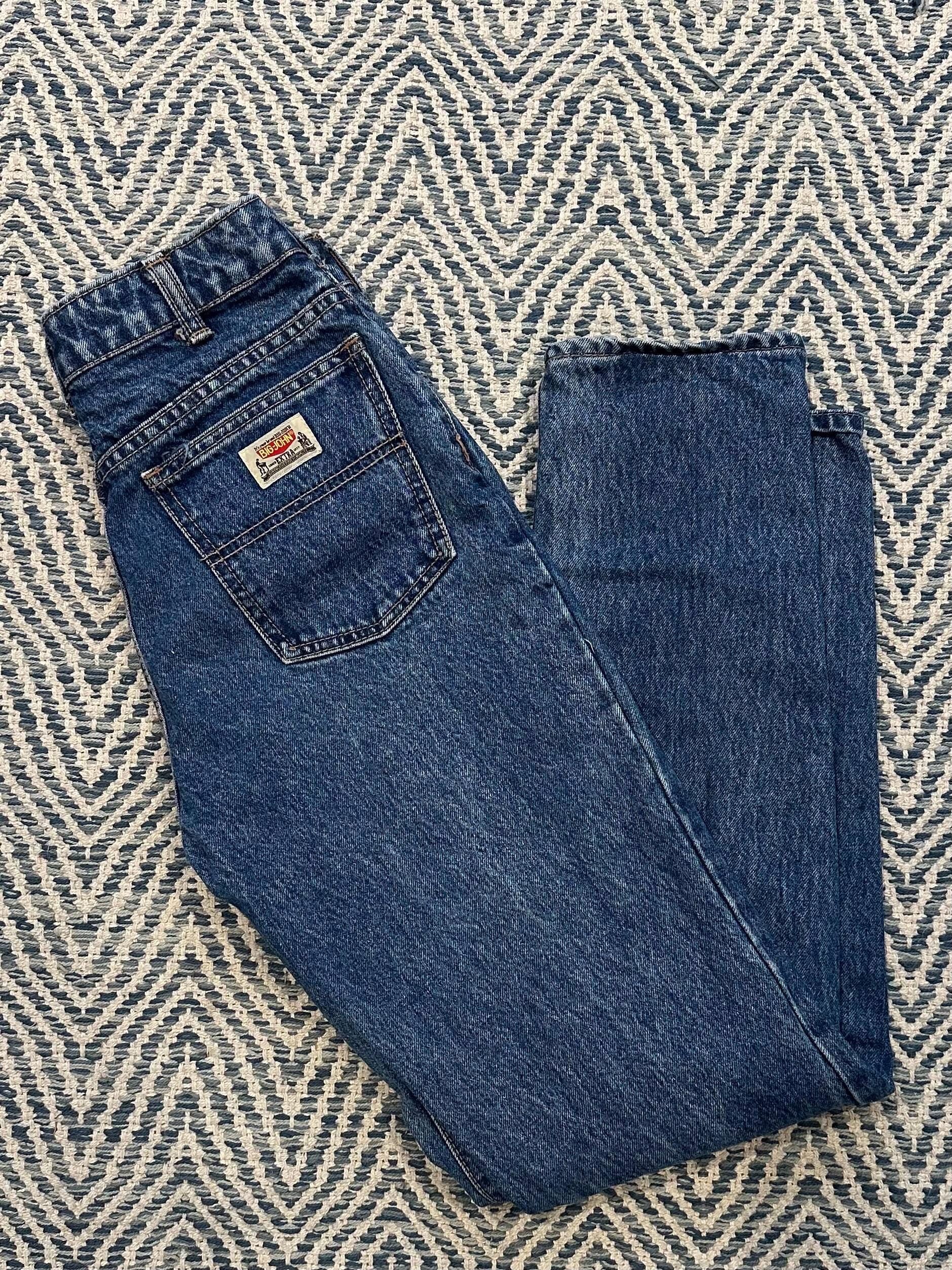Vintage 1980s BIG JOHN Japanese Denim Women's Jeans 100% Cotton High Rise Straight Leg 24W Made in Japan