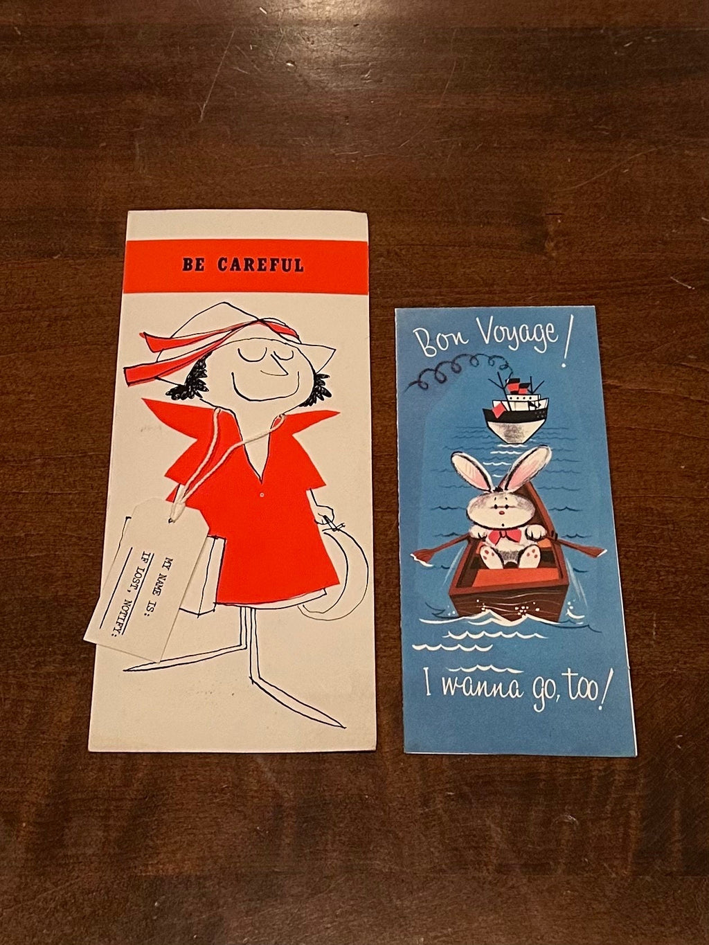 LOT OF 5 Vintage Midcentury Travel Bon Voyage Farewell Greeting Cards | Vintage Travel Ephemera