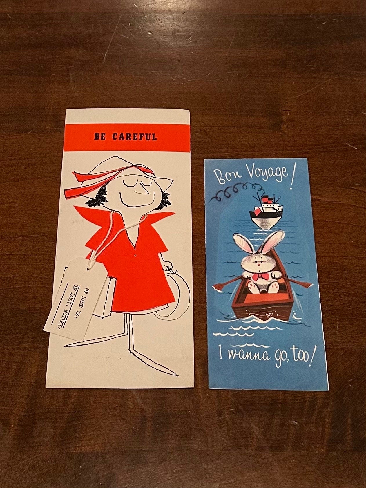 LOT OF 5 Vintage Midcentury Travel Bon Voyage Farewell Greeting Cards | Vintage Travel Ephemera