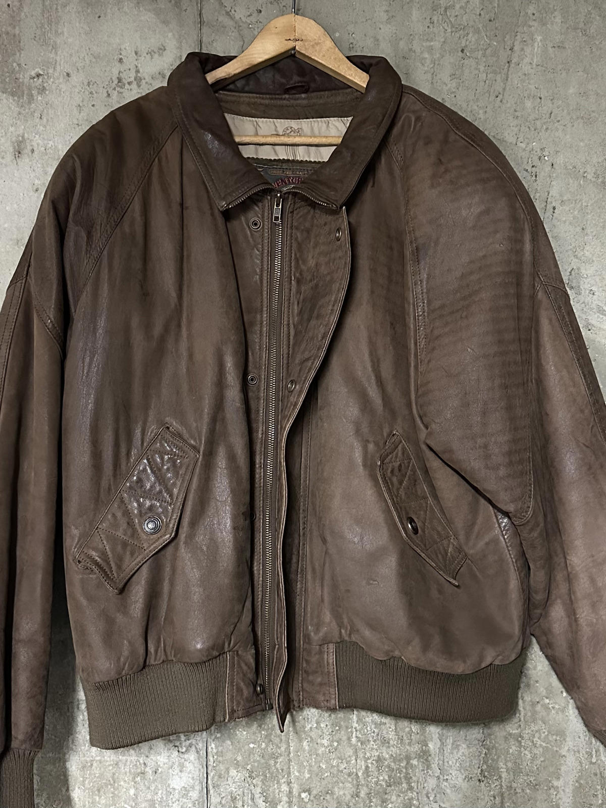 1990s Wilson Genuine Leather Brown Bomber Jacket Adventure Bound