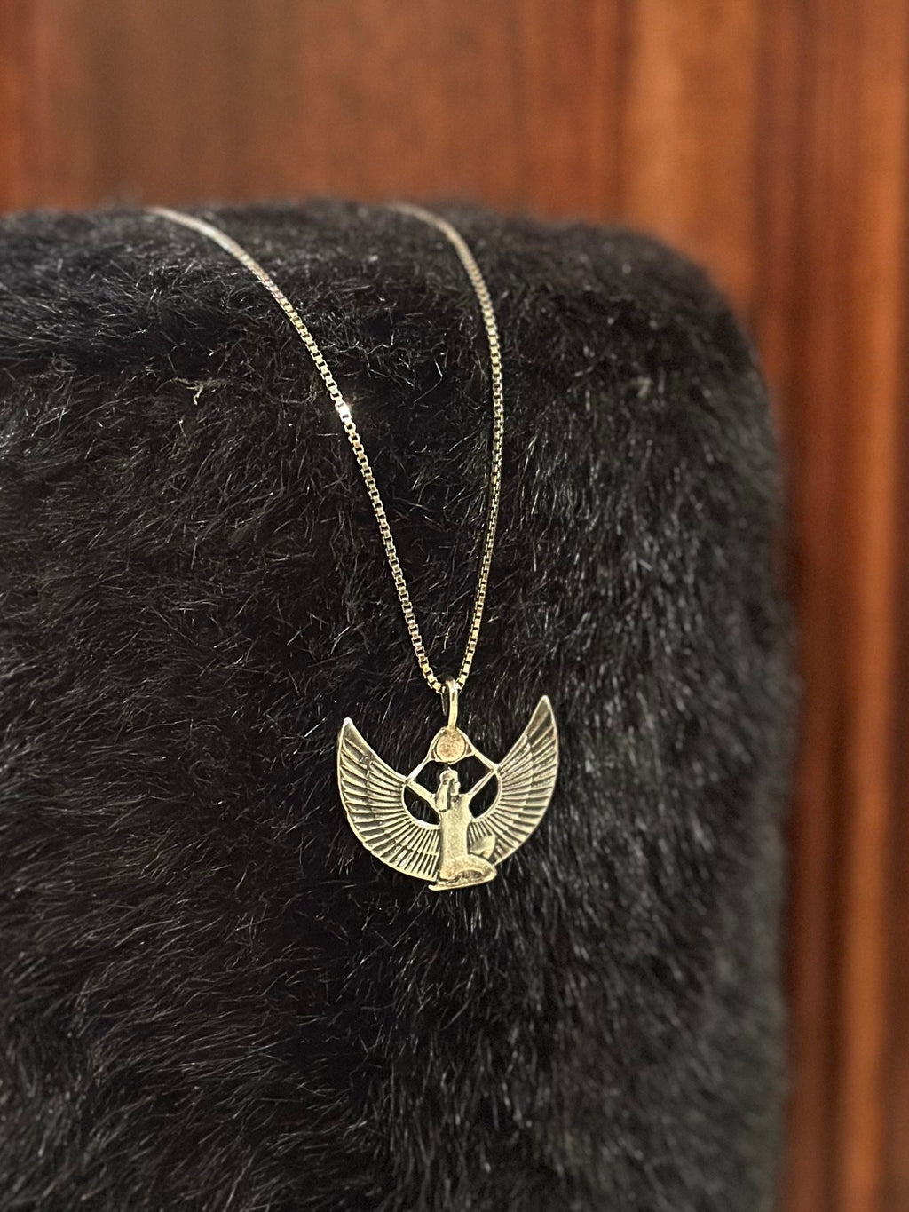 Vintage Sterling Silver Egyptian Revival Isis Goddess Pendant Necklace