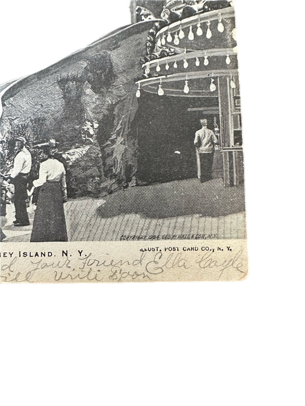 Antique 1905 Postmarked Helter Skelter Luna Park Coney Island NYC Topographical Postcard Geo. P. Hall & Son New York City