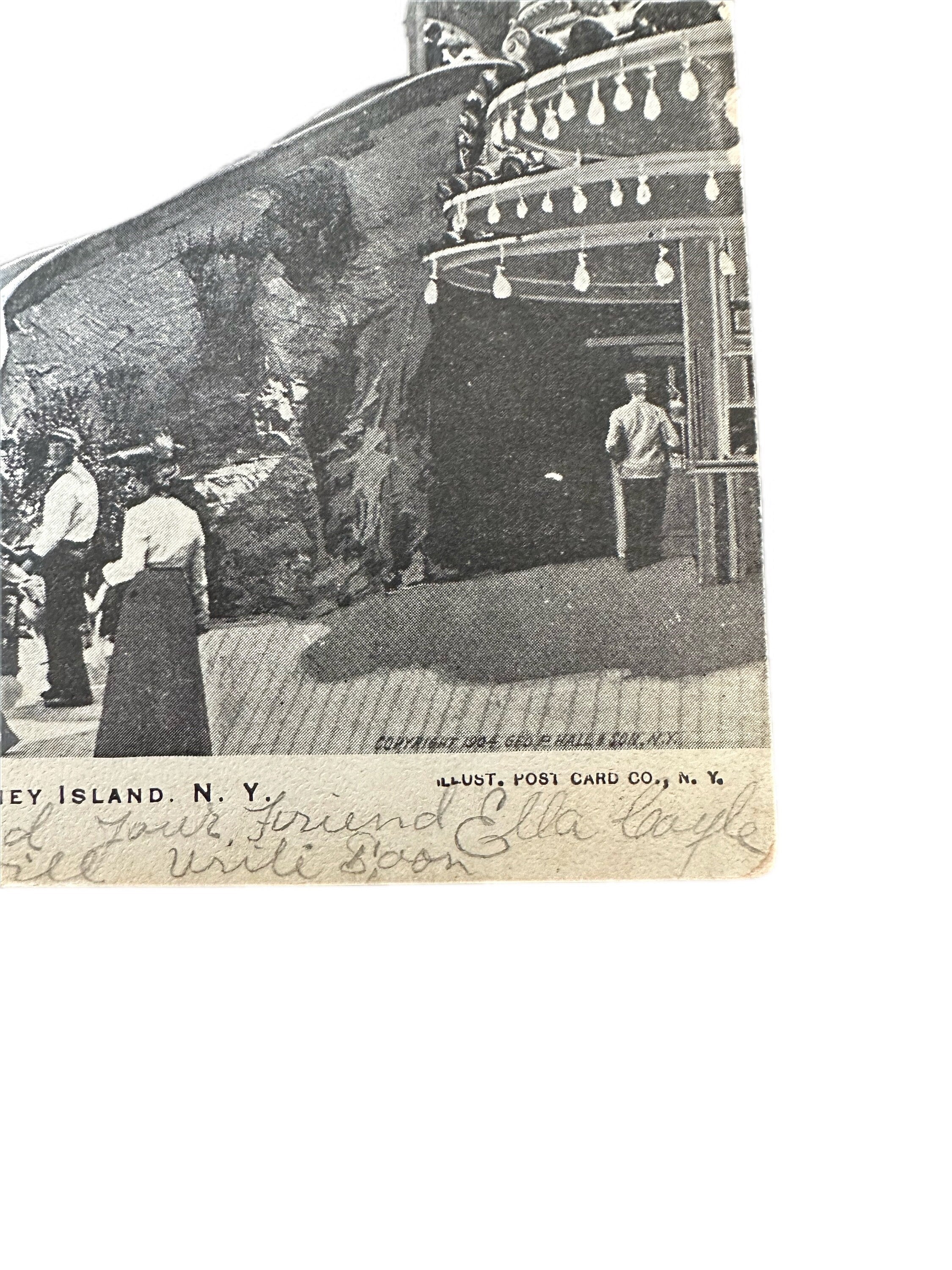 Antique 1905 Postmarked Helter Skelter Luna Park Coney Island NYC Topographical Postcard Geo. P. Hall & Son New York City